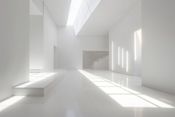 Space Geometrics: A Modern White Clean Room Gallery of Light Installations