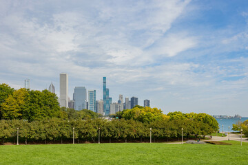 Sunny view of the downtown cityscape