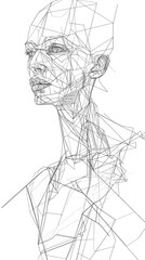 A beautiful woman's face blind contour continuous line AI Generated