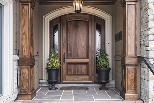 Natural Beauty of Walnut Wood: Bespoke Doors for Luxurious Homes with Dark Oak Background Exploration