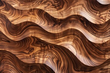 Naklejka premium Waves and Loops in Walnut Wood Grain Detail - Mesmerizing Interior Richness