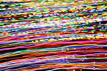 Psychedelic abstract long exposure motion colour lights. Light trails, leaks and glowing...