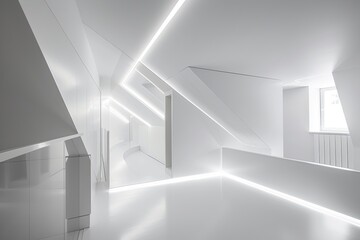 Minimalist White Contemporary Office: Luxury Monochromatic Interior Design