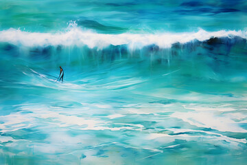 Solitude in the Surf, abstract landscape art, painting background, wallpaper, generative ai