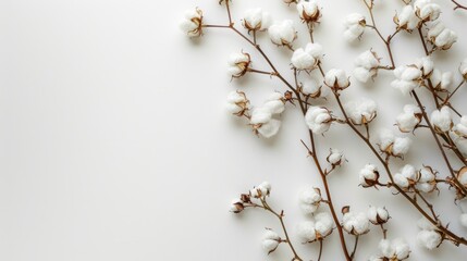 Naturally Beautiful: Coton Flower on Delicate White Background - Creative & Floral Concept