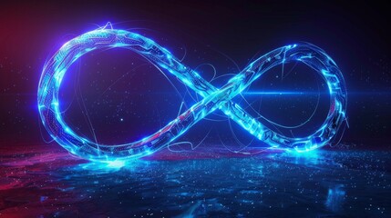 A blue and neon shaped infinity symbol