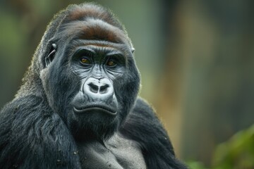 Soulful Stare: Intense Portrait of a Silverback Mountain Gorilla 