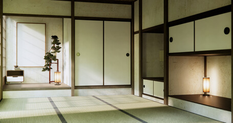 Empty room, original Japanese style mixed with modern minimal.