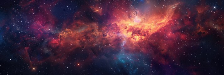 Universe in Motion: Cosmic Star and Galaxy Shine on Colorful Space Background Banner