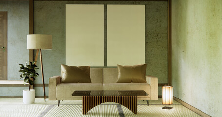 Living room modern minimal japan style with sofa armchair and decoration.