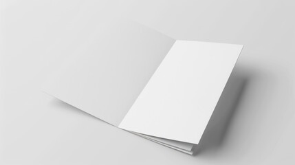 Blank Bi-Fold Brochure Mock Up. 3D Illustration of Square Leaflet with Folded Pages Isolated
