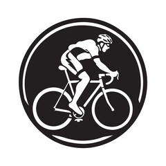 Cyclist logo, silhouette vector Isolated on white