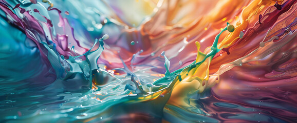 Each brushstroke adds to the intricate dance of liquid colors, forming an ethereal abstract background.