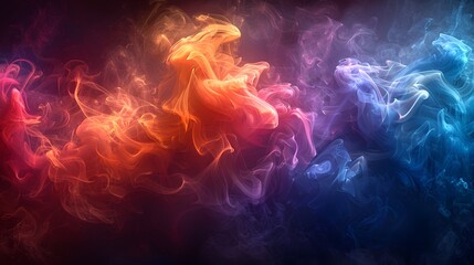 Visualize a dynamic and vibrant scene created from colorful smoke background