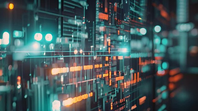 A computer screen showing a detailed and comprehensive array of data representing various metrics and trends, The passage of financial transactions in an abstract manner