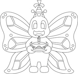 Butterfly Birthday Cake Candle Animal Vector Graphic Art Illustration