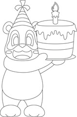 Panda Birthday Cake Candle Animal Vector Graphic Art Illustration