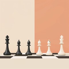 Business strategy wallpaper, abstract chess pieces on a softfocus board, strategic theme