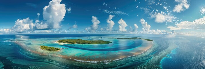 Aerial View of Blue Ocean, White Sands and Tropical Paradise on Christmas Island