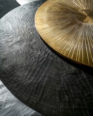 Radiant and radiating patterns and texture in gold metal