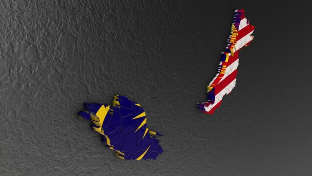 Malaysia map 3d. 3d map of Malaysia.