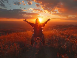 Sunset Serenity: A Powerful Display of Resilience and Triumph - obrazy, fototapety, plakaty