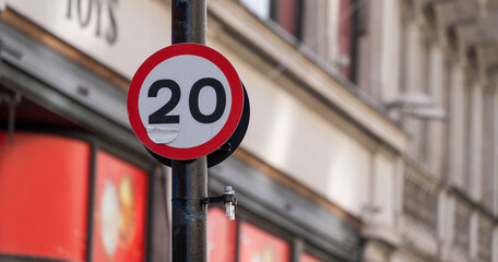20mph speed sign in urban setting	
