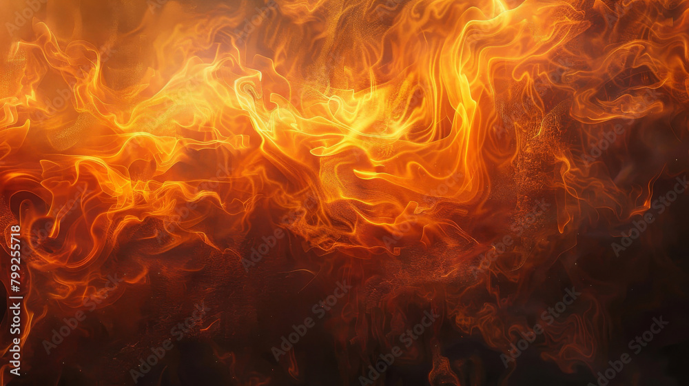 Poster capturing the vivid and energetic texture of vibrant orange flames in high resolution