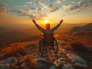 Sunset Success: A Powerful Display of Resilience and Triumph - obrazy, fototapety, plakaty