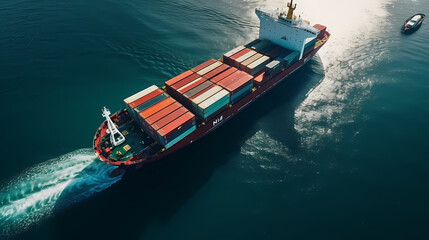 Container cargo ship - obrazy, fototapety, plakaty