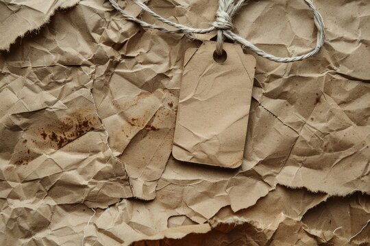 Damaged Goods Brown Paper Parcel Label. Imperfect, Broken, and Discounted, with Text "Damaged Goods