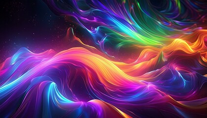 Dark Mirage: Hypnotic Holographic Rainbow Swirl - obrazy, fototapety, plakaty