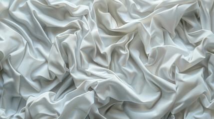 Elegant white satin fabric with delicate draping for a luxurious, silky feel