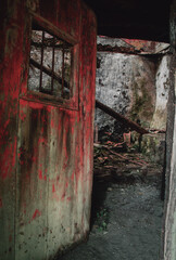 old abandoned house, horror door