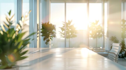 Fototapeta premium Modern Office Interior with Panoramic Windows Generative AI