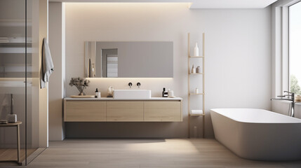 Fototapeta na wymiar Modern bathroom design in a minimalist style.