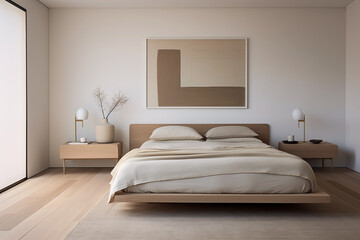 Fototapeta na wymiar Modern bedroom design in a minimalist style.
