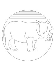 Rhino Coloring Page. Wild Animal Coloring Page for Kids Who love jungles and wildlife
