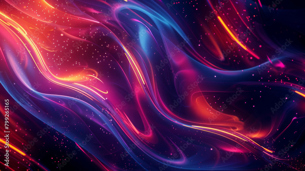 Aufkleber abstract background with vibrant cosmic energy flow and glowing particles depicted