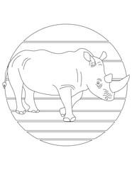 Rhino Coloring Page. Wild Animal Coloring Page for Kids Who love jungles and wildlife
