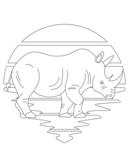 Rhino Coloring Page. Wild Animal Coloring Page for Kids Who love jungles and wildlife