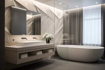 Luxurious interior of a modern bathroom.