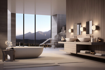 Luxurious interior of a modern bathroom.