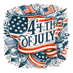 Typography American Flag 4th July Sublimation
