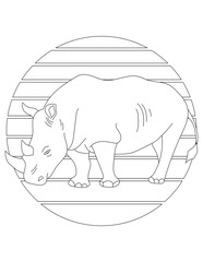 Rhino Coloring Page. Wild Animal Coloring Page for Kids Who love jungles and wildlife