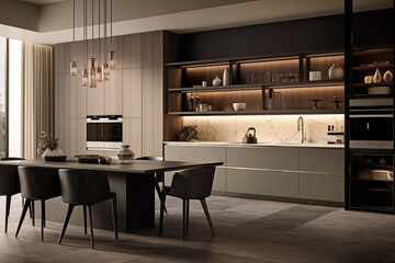 Luxurious interior of a modern kitchen.