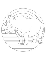 Rhino Coloring Page. Wild Animal Coloring Page for Kids Who love jungles and wildlife