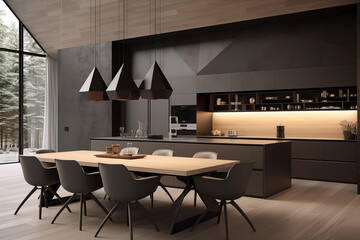 Fototapeta na wymiar Luxurious interior of a modern kitchen.