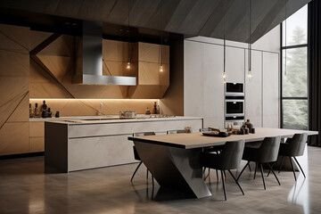 Luxurious interior of a modern kitchen.