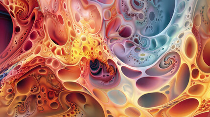 Colorful and intricate fractal image with a fluid, organic feel - obrazy, fototapety, plakaty